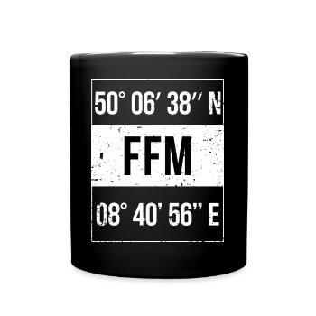 FFM Koordinaten Frankfurt am Main - Tasse einfarbig - Schwarz - Vorne