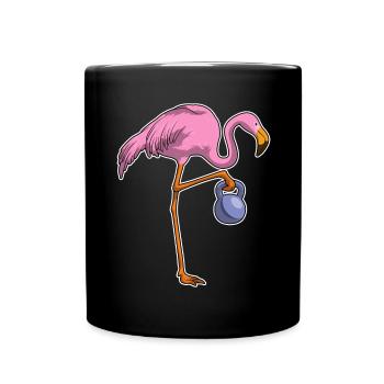 Flamingo Bodybuilder Dumbbell Bodybuilding - Full Colour Mug - black - Front