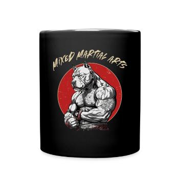 Käfig Kämpfer Hund - MMA Pitbull - Tasse einfarbig - Schwarz - Vorne