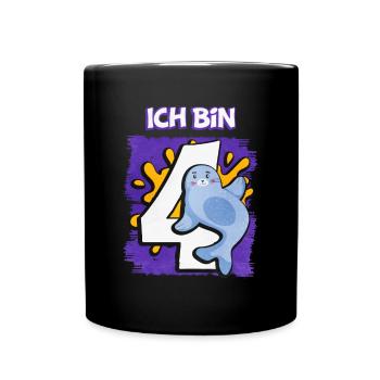 Ich Bin 4 Robbe - Tasse einfarbig - Schwarz - Vorne