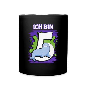 Ich Bin 5 Robbe - Tasse einfarbig - Schwarz - Vorne