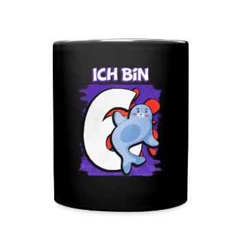 Ich Bin 6 Robbe - Tasse einfarbig - Schwarz - Vorne