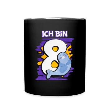 Ich Bin 8 Robbe - Tasse einfarbig - Schwarz - Vorne