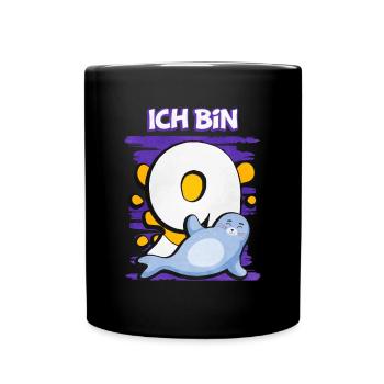 Ich Bin 9 Robbe - Tasse einfarbig - Schwarz - Vorne