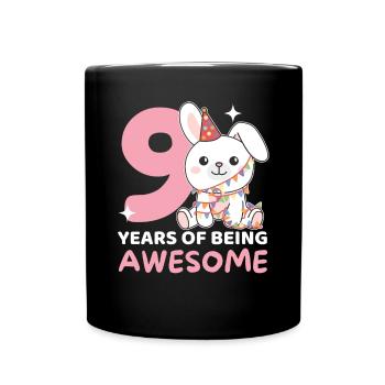 Rabbit for 9th birthday Children nine years old - Full Colour Mug - black - Front