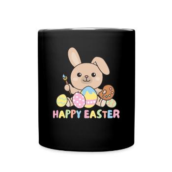 happy easter sweet Easter with Easter eggs - Full Colour Mug - black - Front