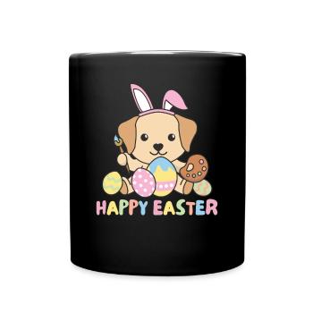 joyeuses Pâques douces Labrador Pâques avec œufs de Pâques - Mug uni - noir - Devant