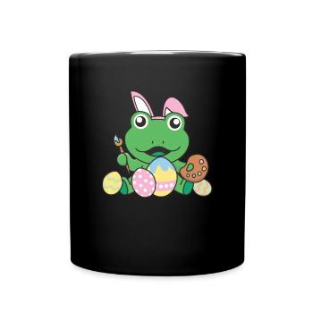 joyeuses Pâques douce grenouille Pâques avec œufs de Pâques - Mug uni - noir - Devant