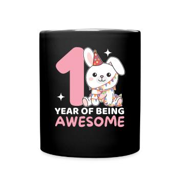 Rabbit for the 1st birthday for children one year old - Full Colour Mug - black - Front