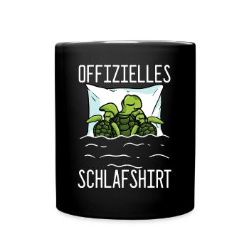 Offizielles Schlafshirt Schildkröte Schlafanzug - Tasse einfarbig - Schwarz - Vorne