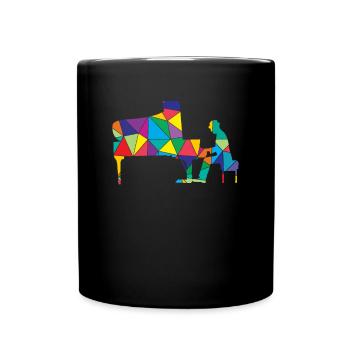 Klavier Polygon Lustiges Piano - Tasse einfarbig - Schwarz - Vorne