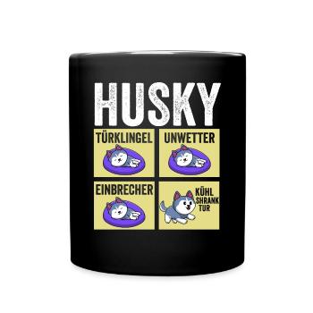 Hund Husky - Tasse einfarbig - Schwarz - Vorne