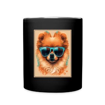 Spitz Poméranien miniature Lunettes de soleil Chien - Mug uni - noir - Devant