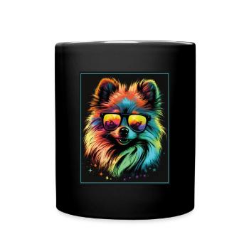 Spitz Poméranien miniature Lunettes de soleil Chien - Mug uni - noir - Devant