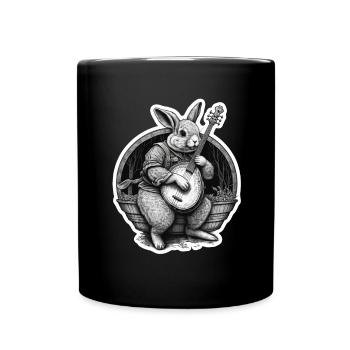 Rabbit Banjo Guitar Bunny Rabbit Easter Music - Full Colour Mug - black - Front