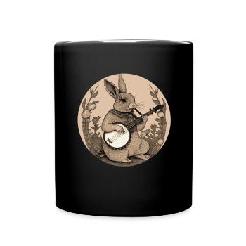 Rabbit Banjo Guitar Bunny Rabbit Easter Music - Full Colour Mug - black - Front