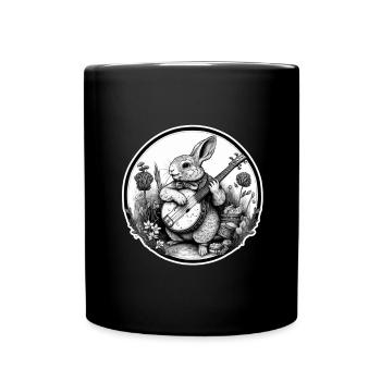 Rabbit Banjo Guitar Bunny Rabbit Easter Music - Full Colour Mug - black - Front