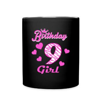 Joyeux anniversaire, Filles 9ème fête 9 ans Bdaya - Mug uni - noir - Devant