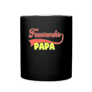 Feuerwehr Papa - Tasse einfarbig - Schwarz - Vorne