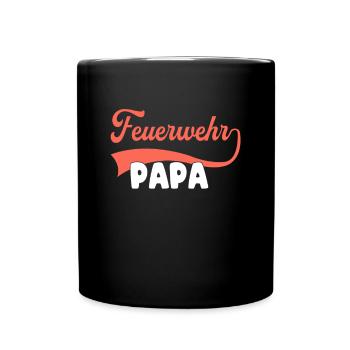 Feuerwehr Papa - Tasse einfarbig - Schwarz - Vorne