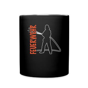 Feuerwehr Feuerwehrmann gezeichnet - Tasse einfarbig - Schwarz - Vorne