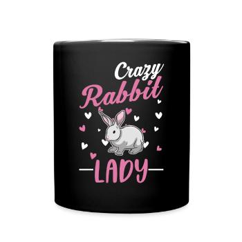 Verrückte Kaninchen Frauch Hase Kaninchen - Tasse einfarbig - Schwarz - Vorne