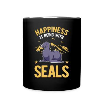 Robbe Glück Sea Lion Seelöwe - Full Colour Mug - black - Front
