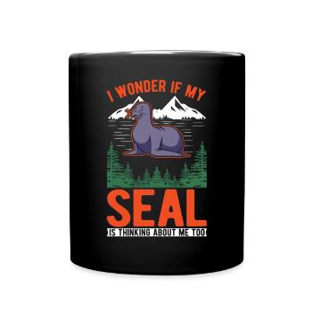Cadeau de phoque Phoque Lion de mer - Mug uni - noir - Devant