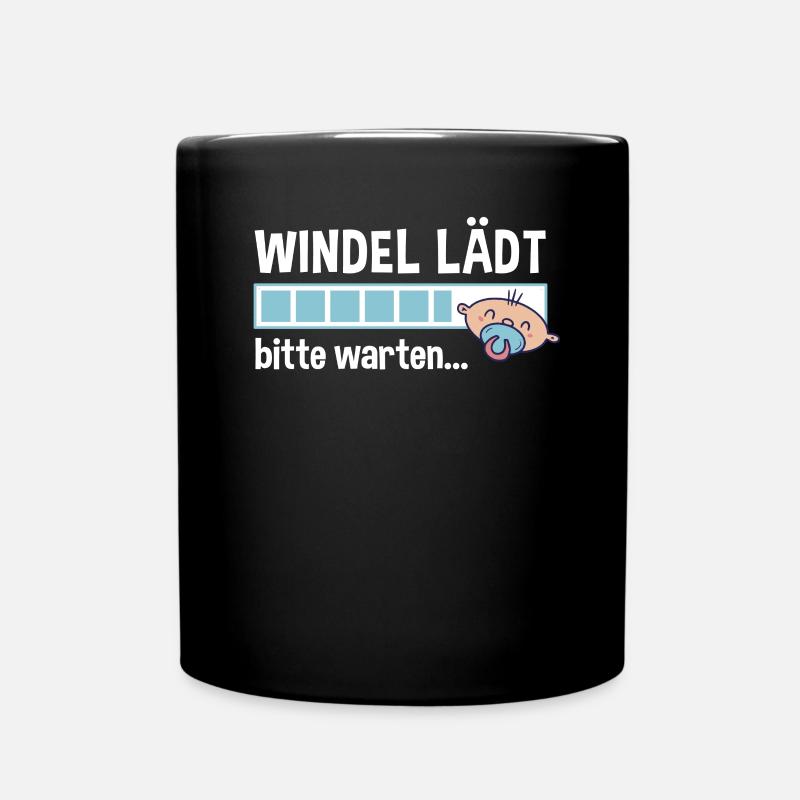 Windel lädt bitte warten Ladebalken Baby Spruch - Tasse einfarbig - Schwarz