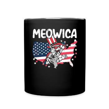 Meowica Patriotic America USA 4th Of July America - Full Colour Mug - black - Front