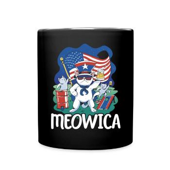 Meowica Patriotic America USA 4th Of July America - Full Colour Mug - black - Front