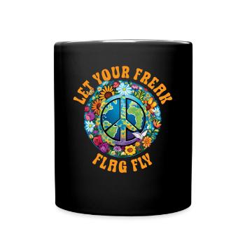 Hippie Peace Sign Peace Flowers Flower Child - Full Colour Mug - black - Front