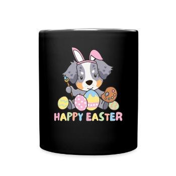 joyeuses Pâques douces Berger australien Pâques avec - Mug uni - noir - Devant