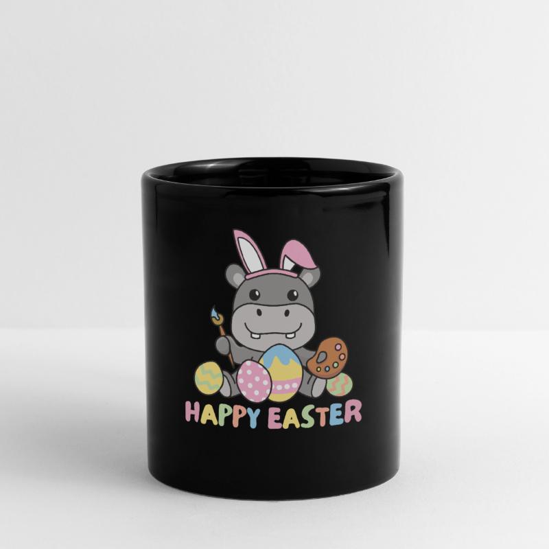 happy easter sweet hippo Easter with Easter eggs Full Colour Mug