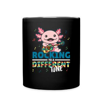 Autism Awareness Month Puzzle Music Axolotl - Full Colour Mug - black - Front