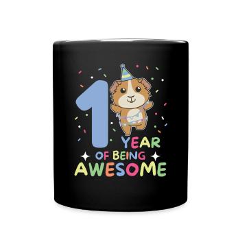 Cochons d’Inde pour le 1er anniversaire des enfants - Mug uni - noir - Devant