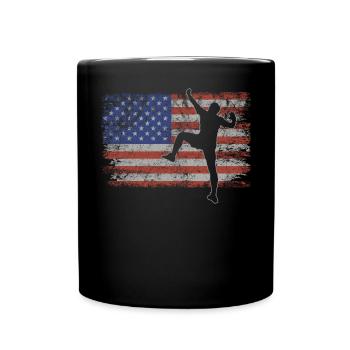 Freeclimbing Retro USA Flag Mountains 4th of July - Full Colour Mug - black - Front