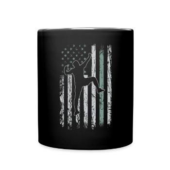 Freeclimbing Retro USA Flag Mountains 4th of July - Full Colour Mug - black - Front
