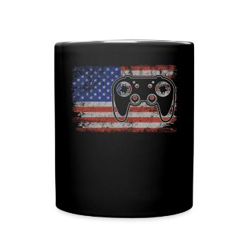 Gaming Retro USA Flagge Videogames 4th of July - Tasse einfarbig - Schwarz - Vorne