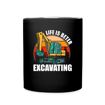 Construction machinery operator Excavator driver Excavator driver Construction workers - Full Colour Mug - black - Front
