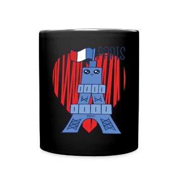 Love Paris mignon Tour Eiffel Kawaii français - Mug uni - noir - Devant