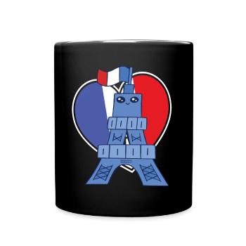 France Souvenir Kawaii Eiffel Tower Cute P - Full Colour Mug - black - Front