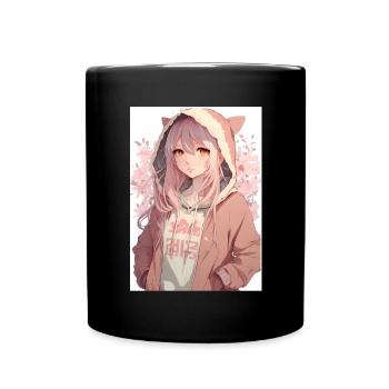 Anime Girl Waifu Japanese Aesthetic Kawaii Otaku - Tasse einfarbig - Schwarz - Vorne