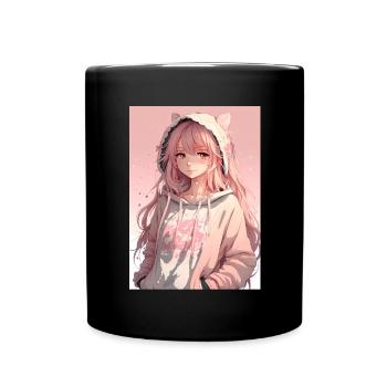 Anime Girl Waifu Japanese Aesthetic Kawaii Otaku - Tasse einfarbig - Schwarz - Vorne