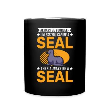 Cadeau de phoque Lion de mer Phoque Lion de mer - Mug uni - noir - Devant