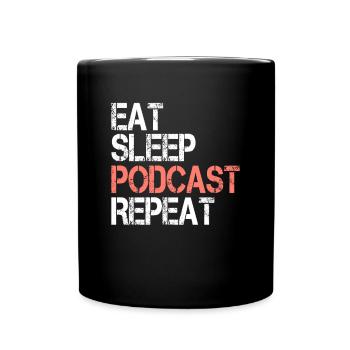 Essen Schlafen Podcast - Tasse einfarbig - Schwarz - Vorne