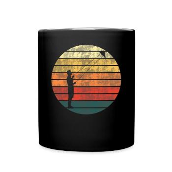 Drachenfliegen Drachensteigen Retro Geschenk - Tasse einfarbig - Schwarz - Vorne