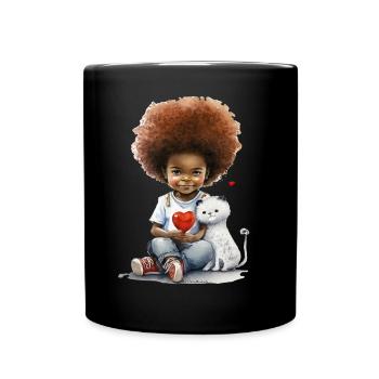 Child of the heart with plush elephant - Full Colour Mug - black - Front