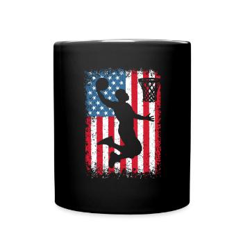 American Flag Basketball Funny Boys Men Women Spor - Full Colour Mug - black - Front