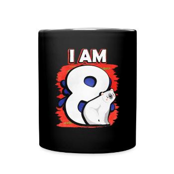 I'm 8 Polar Bear - Full Colour Mug - black - Front